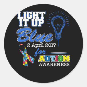 Light It Up Blue for Autismus Awareness (Blauer fü Runder Aufkleber