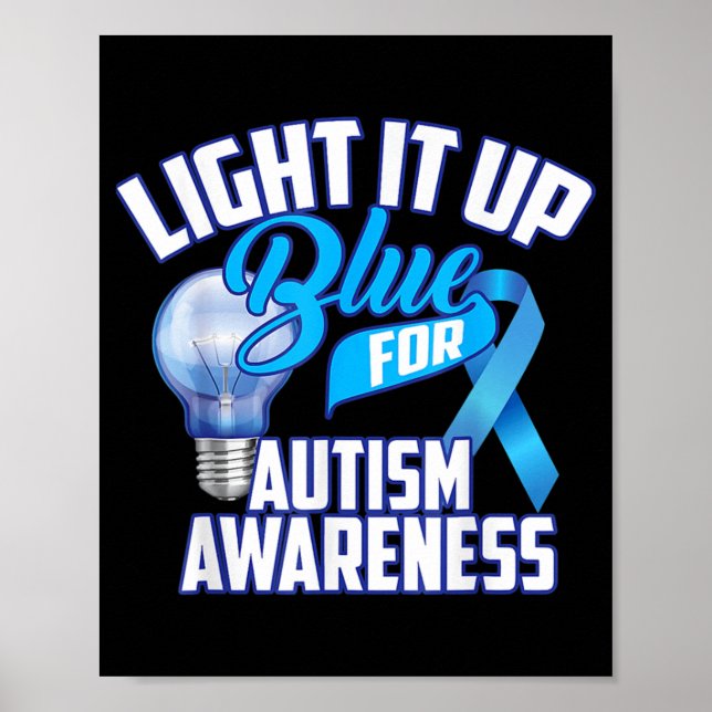Light It up Blue for Autismus Awareness Gifts Blue Poster (Vorne)