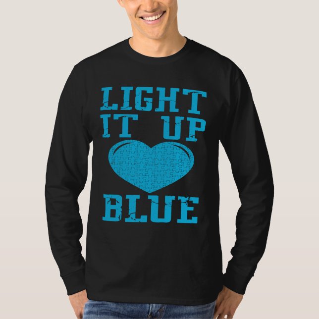 Light It Up Blue  Puzzle Piece Autism Awareness T-Shirt (Vorderseite)
