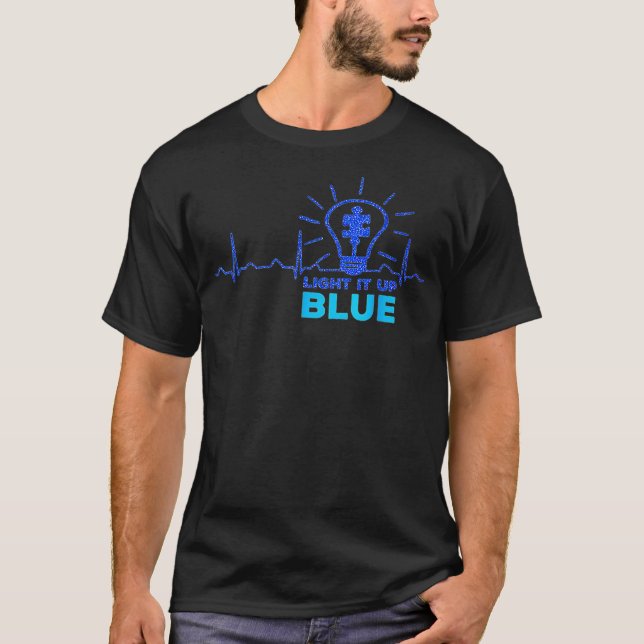 Light It Up Blue Tshirt Puz Zle Heartbeat Autism A (Vorderseite)