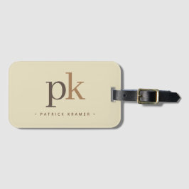 Light Khaki Two Tone Minimalistisch Monogram Gepäckanhänger