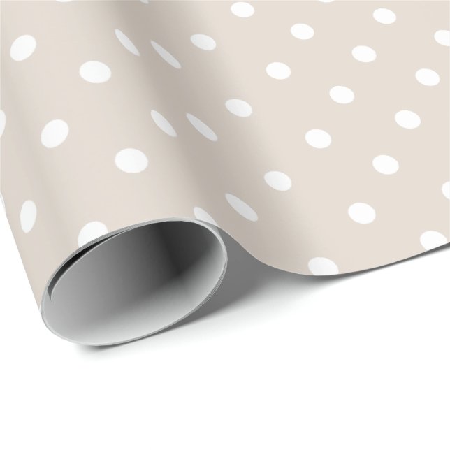 Light Khaki | White Polka Dot Wrapping Paper Geschenkpapier (Rolleneckpunkt)