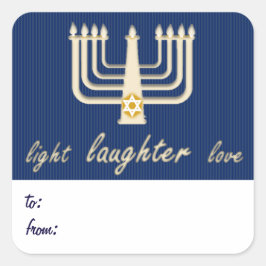 Light Laughter Liebe Hanukkah Geschenkmarke Quadratischer Aufkleber