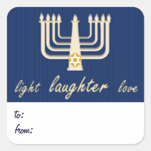 Light Laughter Liebe Hanukkah Geschenkmarke Quadratischer Aufkleber