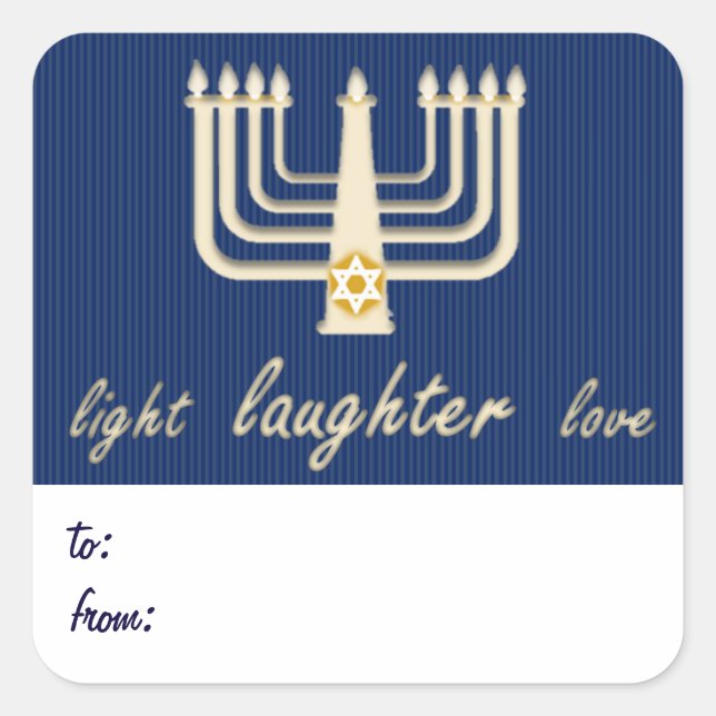 Light Laughter Liebe Hanukkah Geschenkmarke Quadratischer Aufkleber (Vorderseite)