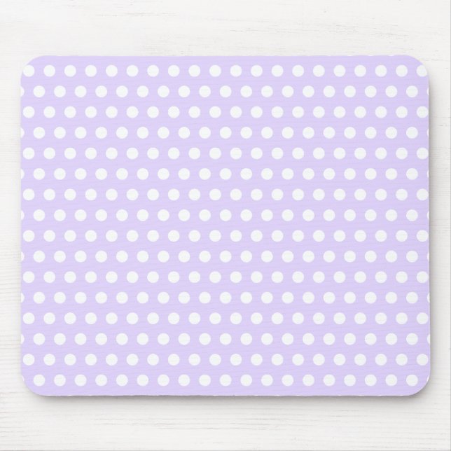 Light Lavender mit weißen Polka Dots Mousepad (Vorne)