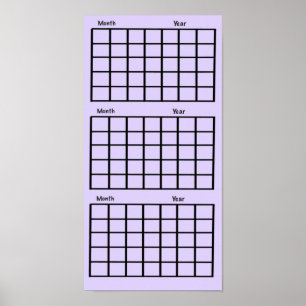 Light Lila 3 Monate Calendar Poster