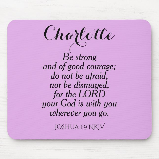 Light Lila Courage Bible Verse Individuelle Name Mousepad (Vorne)