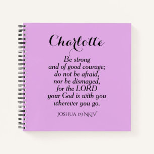 Light Lila Courage Bible Verse Individuelle Name Notizbuch