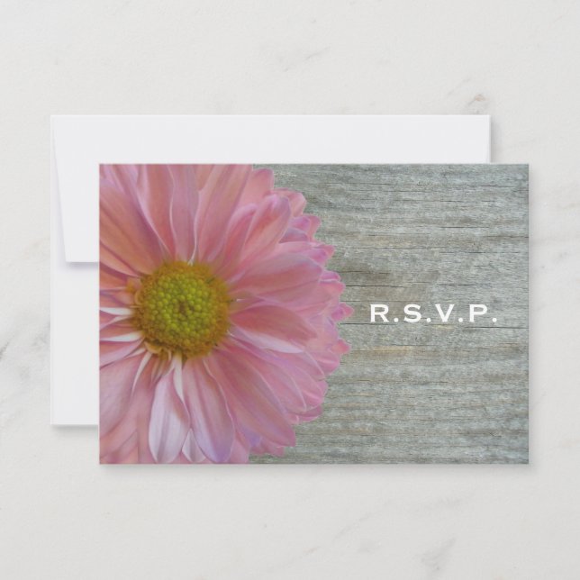Light Lila Daisy & Barnwood Wedding R.S.V.P. RSVP Karte (Vorderseite)