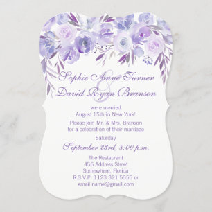 Light Lila Dusty Blue Floral Abend Empfang Einladung