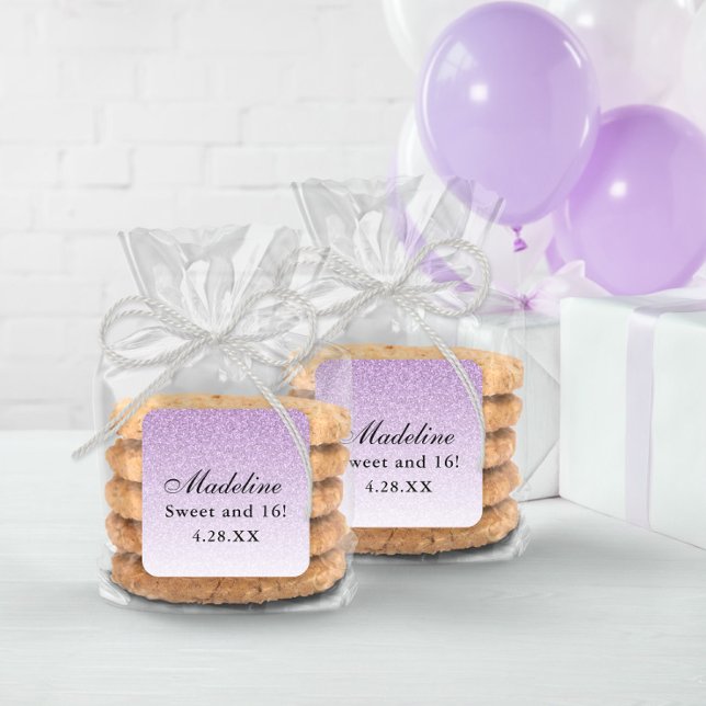 Light Lila Glam Glitzer Personalisiert Quadratischer Aufkleber (Von Creator hochgeladen)