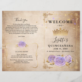 Light Lila Gold Parchment Quinceanera Programm