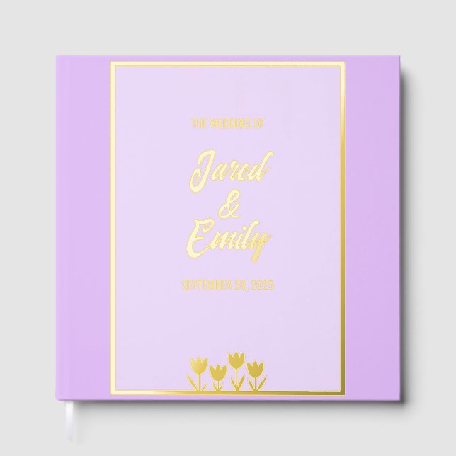 Light Lila Gold Wedding Foil Gästebuch (Vorderseite)
