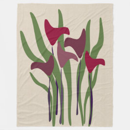 Light Linen Look Lilies Fleece Blanket