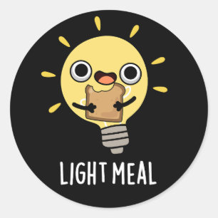 Light Meal Funny Electric Bulb Pun Dark BG Runder Aufkleber