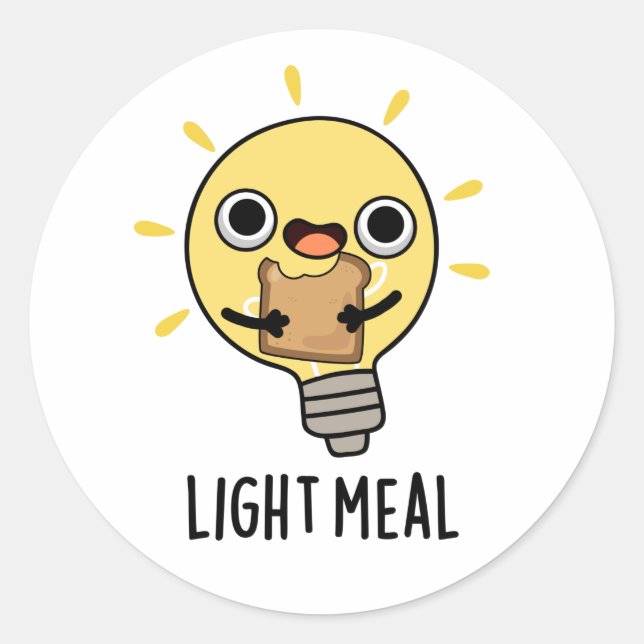 Light Meal Funny Electric Bulb Pun Runder Aufkleber (Vorderseite)