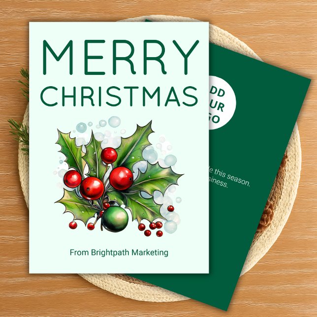 Light Minimal Weihnachtskarte | Editierbares Logo Feiertagskarte (Von Creator hochgeladen)