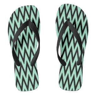 Light Minze Green und Black Zigzag Flip Flops