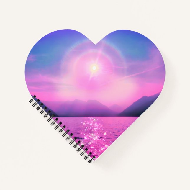 Light on the Water Heart-shaped Notebook Notizbuch (Vorderseite)