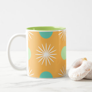 Light Orange Boho Retro Muster Zweifarbige Tasse