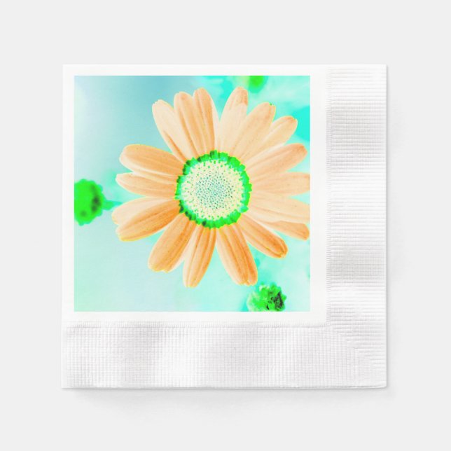 Light Orange Fantasy Daisy Paper Napkin Serviette (Vorderseite)