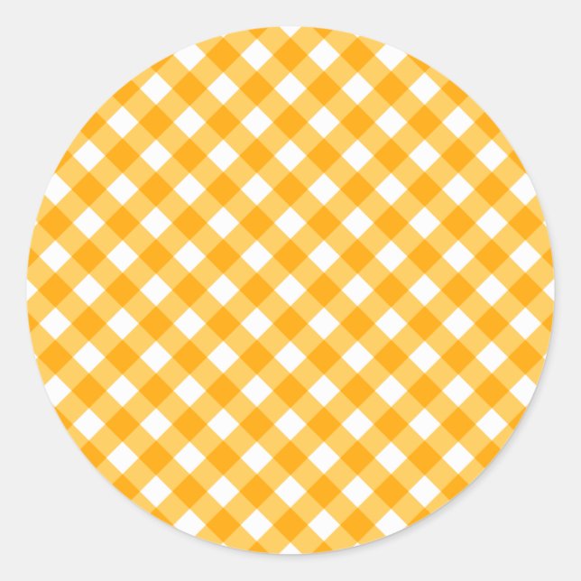Light Orange Gingham Pattern Runder Aufkleber (Vorderseite)