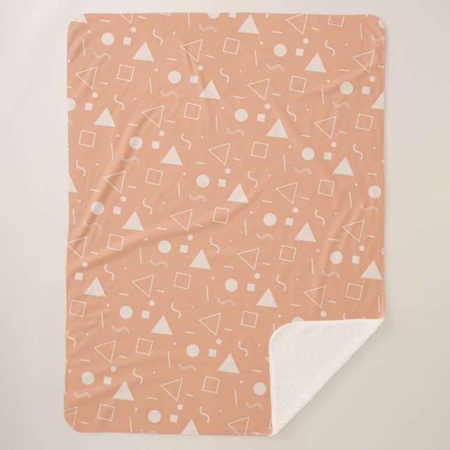 Light Orange Memphis Pattern Sherpa Blanket Sherpadecke (Vorderseite)