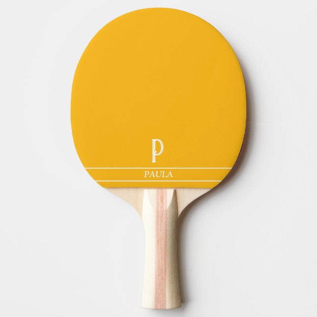 Light Orange Mit Monogramm Ping Pong Paddle Tischtennis Schläger (Vorderseite)
