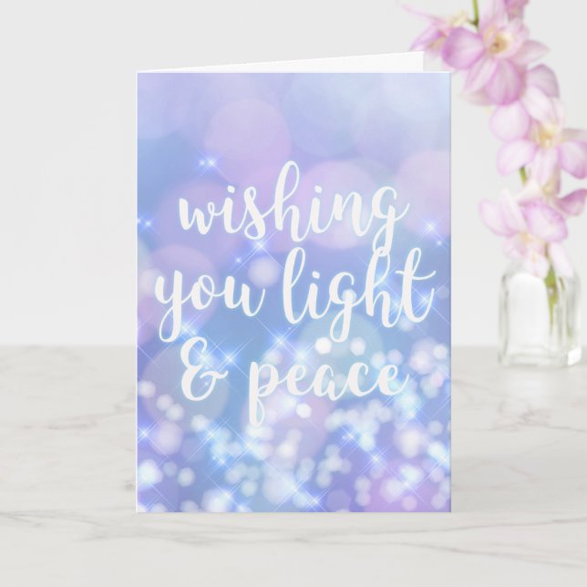 Light & Peace - Blue Glitzern Happy Hanukkah Karte (Orchidee)