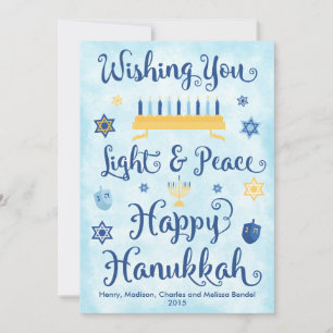 Light & Peace Happy Hanukkah Feiertagskarte