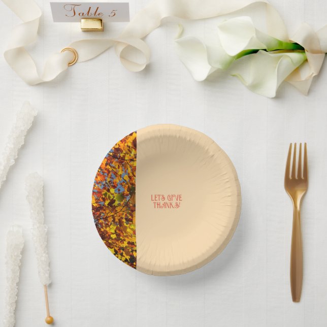 Light Peach Blätter Glückwunsch Thanksgiving Danke Pappteller (Hochzeit)