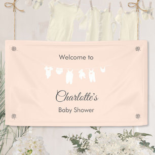 Light Peach Minimalistisch Baby Girl Dusche Banner