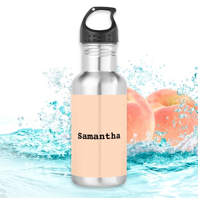Light Peach Minimalistisch Simple Personalisiert N Edelstahlflasche (Stay hydrated with your own personalized metal water bottle with a simple color block design)