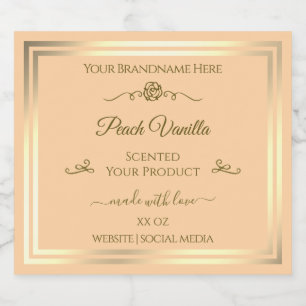 Light Peach Product Label Gold Frame Vintage Rose Alkoholflaschenetikett