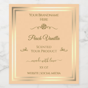 Light Peach Product Label Gold Frame Vintage Rose Weinetikett