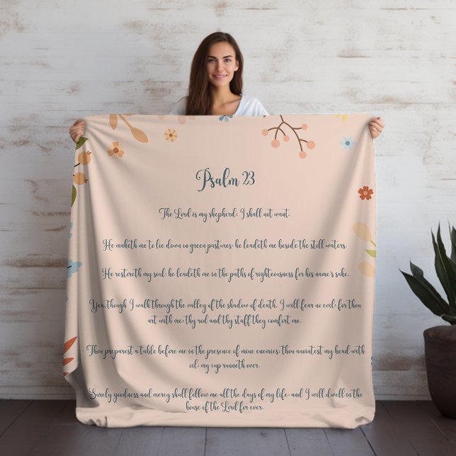 Light Peach Psalm 23, Bible Verse Bohemisch Sherpadecke (Von Creator hochgeladen)