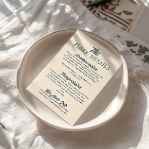 Light Peach Retro Funky Modern Wedding Details Begleitkarte