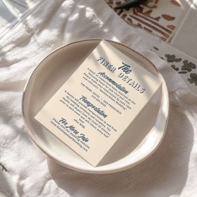 Light Peach Retro Funky Modern Wedding Details Begleitkarte (Von Creator hochgeladen)