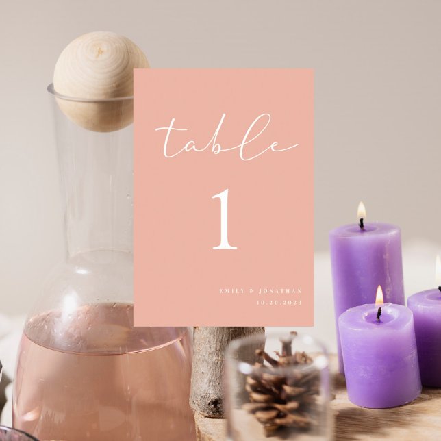 Light Peach Wedding Tischnummer (Von Creator hochgeladen)