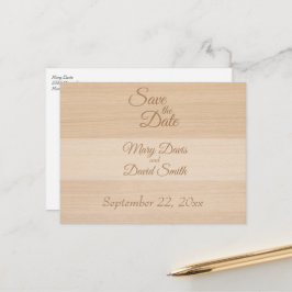 Light Pine Wood Save the Date Postkarte