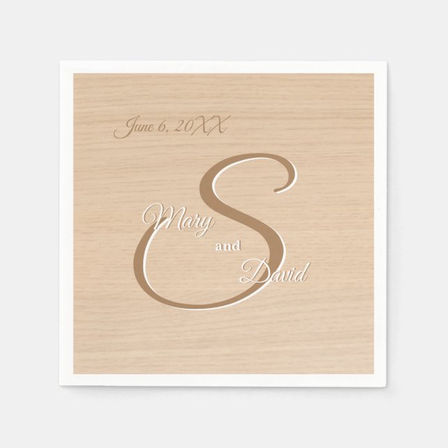 Light Pine Wood Wedding Napkins Serviette (Vorderseite)
