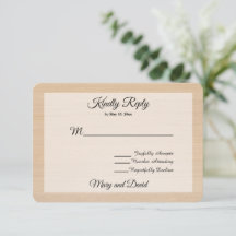 Light Pine Wood Wedding RSVP Card