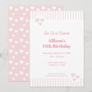 Light Pink and Hearts, Geburtstag, Dusche, Party Einladung