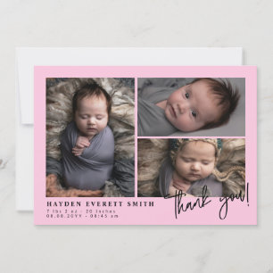 Light Pink Baby Foto Collage Neues Baby Vielen Dan Ankündigung