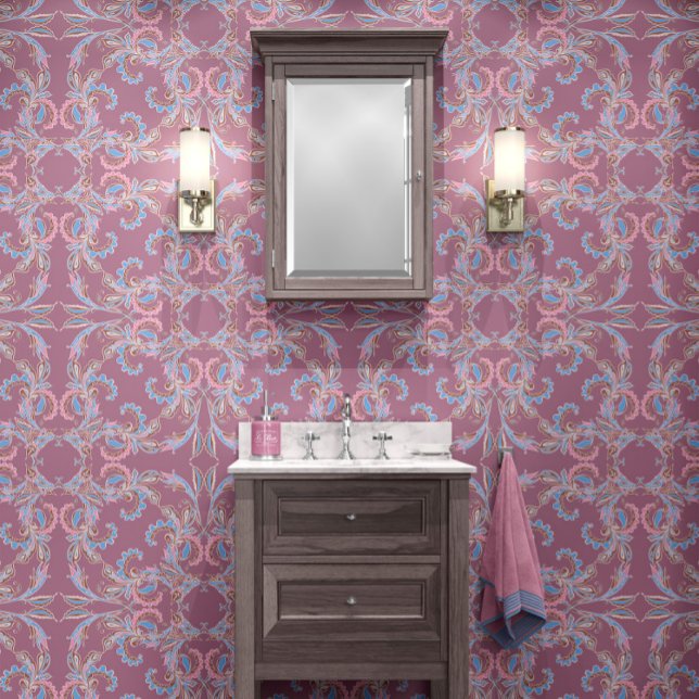 Light Pink Baroque Ornamental Design Tapete (Von Creator hochgeladen)