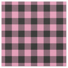 Light Pink & Black Gingham Plaid Stoff