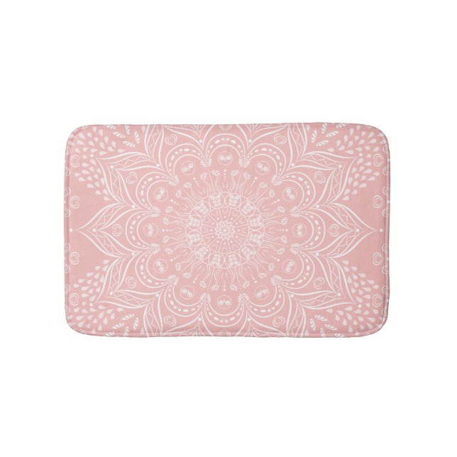 Light Pink Boho Style Mandala Muster Badematte (Vorderseite)