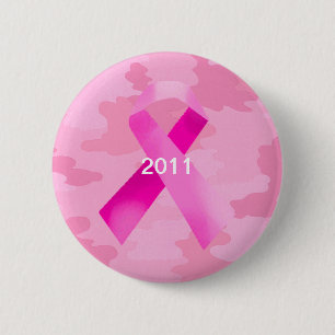 Light Pink Camouflage Pink Ribbon Date Button