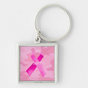 Light Pink Camouflage Pink Ribbon Date Key Chain Schlüsselanhänger